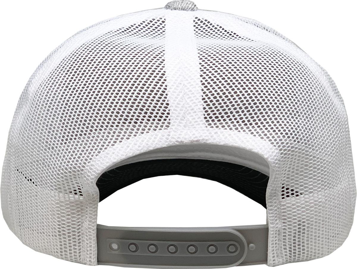 Heather Light Gray / White 6-panel mesh trucker rear view